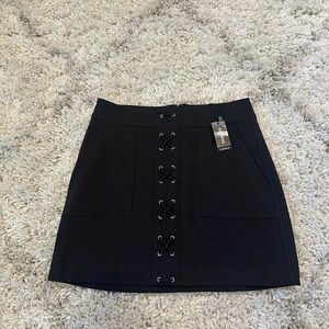 Express Black Lace-Up Mini Skirt